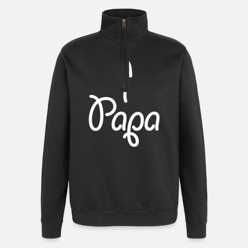 Papa (flèche) - Sweat à zip 1/4 - noir