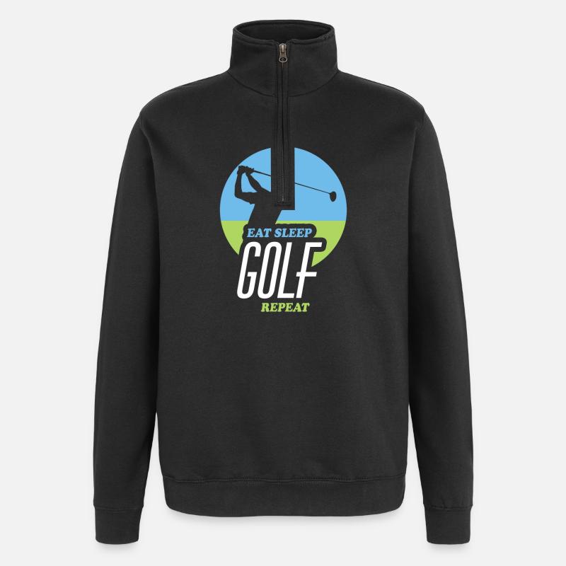 Eating, Sleeping, Golfing, Repeating - Quarter-Zip Sweatshirt - black