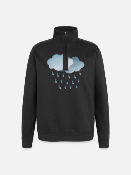 Weather Rain-Clouds Symbol - Quarter-Zip Sweatshirt - black