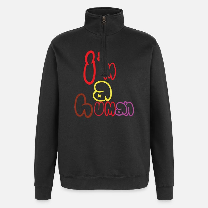 Ich bin ein Mensch - Quarter-Zip-Sweatshirt - Schwarz