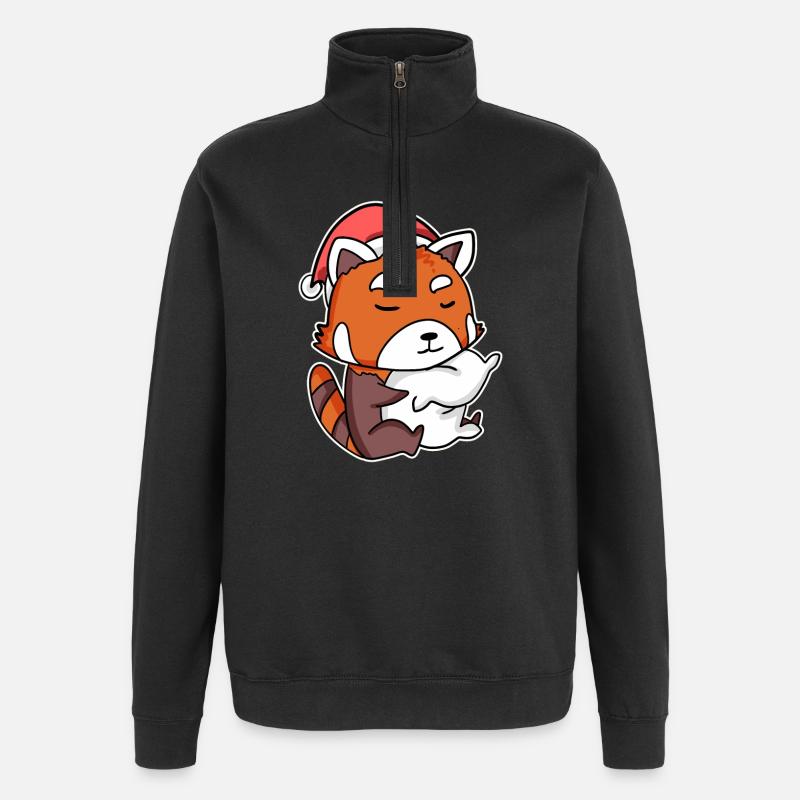 Panda roux Noël Sommeil Sommeil - Sweat à zip 1/4 - noir