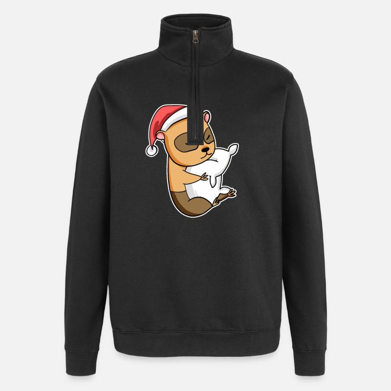 Écureuil sommeil de Noël - Sweat à zip 1/4 - noir