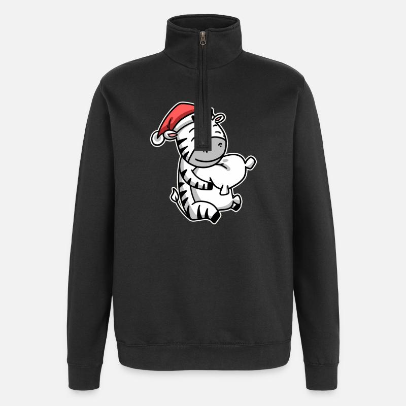 Zèbre Noël Sommeil Sommeil Sommeil - Sweat à zip 1/4 - noir