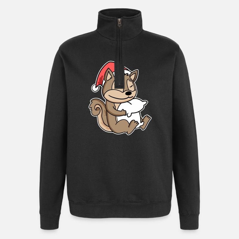 Écureuil Noël Sommeil Sommeil - Sweat à zip 1/4 - noir