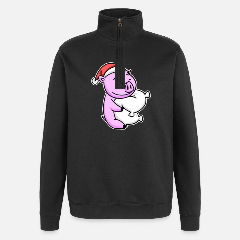 Cochon Noël Sommeil Sommeil Sommeil - Sweat à zip 1/4 - noir