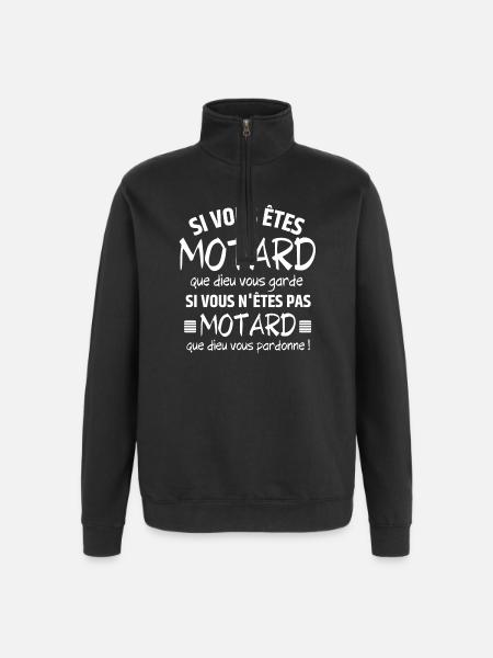 motard, fan de moto - Sweat à zip 1/4 - noir