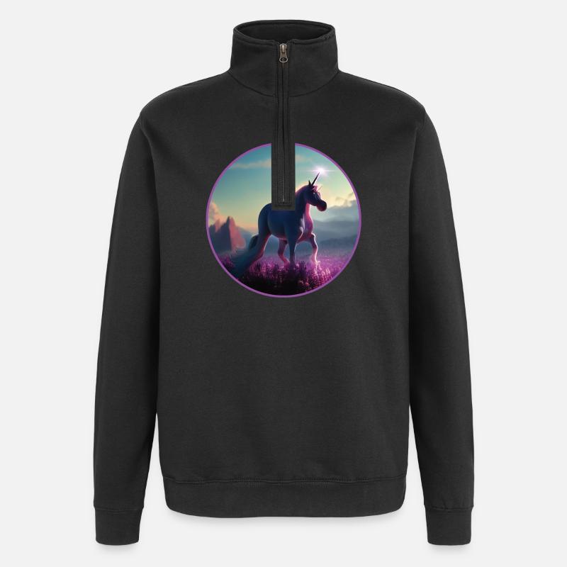 Einhorn - Quarter-Zip-Sweatshirt - Schwarz