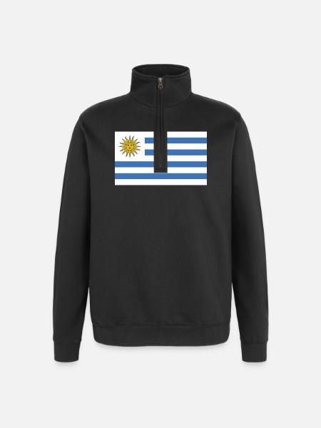 Uruguay National Flag - Quarter-Zip Sweatshirt - black