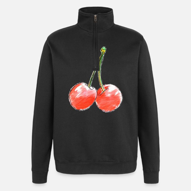 Two Sweet Cherries Sketch - Quarter-Zip Sweatshirt - black