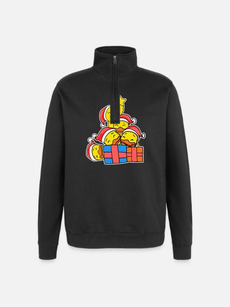 Christmas Christmas Tree Duck Ducks - Quarter-Zip Sweatshirt - black
