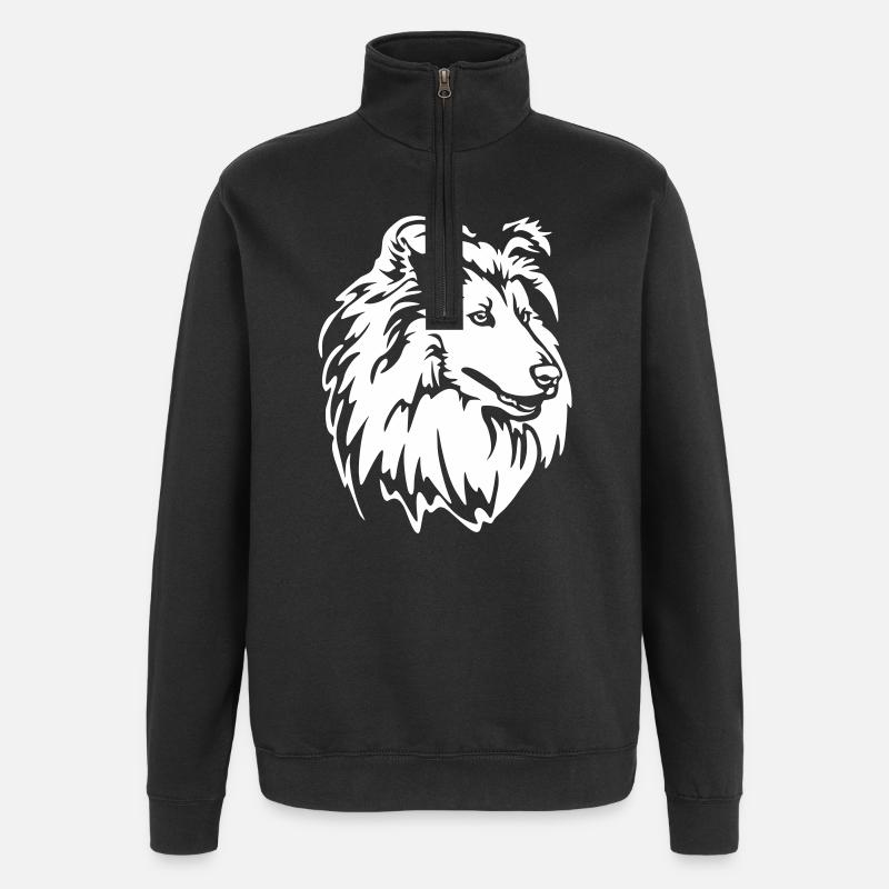 Collie Head "Black Edition" - Quarter-Zip Sweatshirt - black