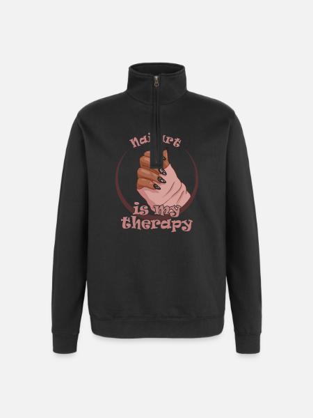 Nailart is my therapy nail technician - Quarter-Zip Sweatshirt - black