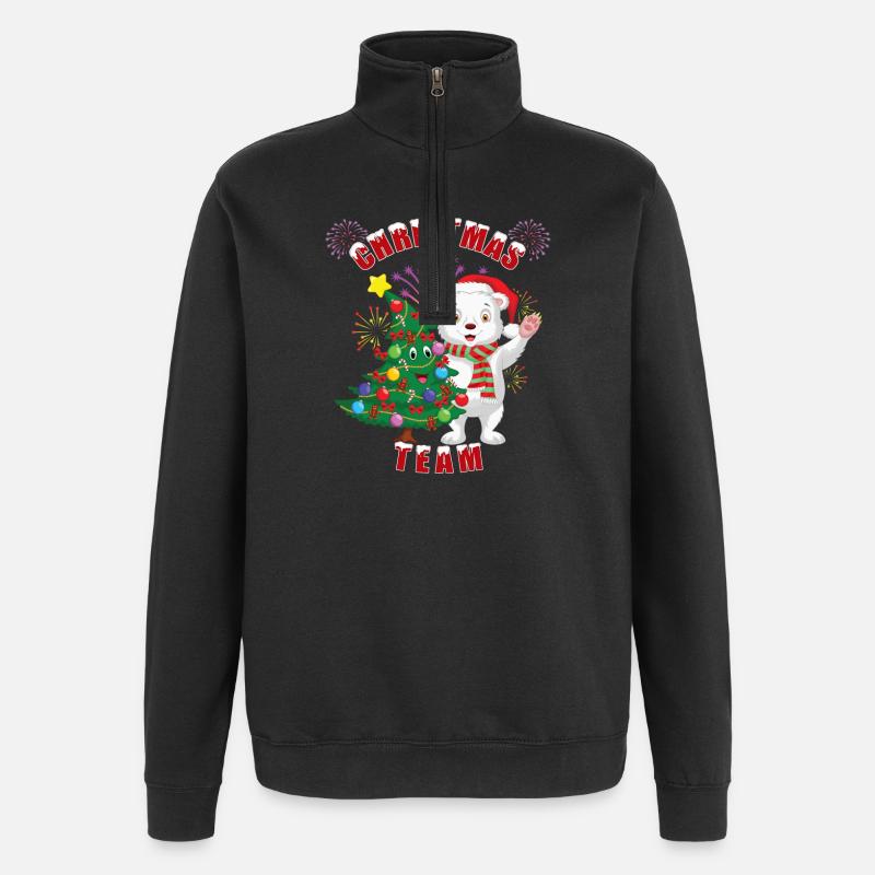 Weihnachtliches Eisbärchen mit Weihnachtsbaum - Quarter-Zip-Sweatshirt - Schwarz