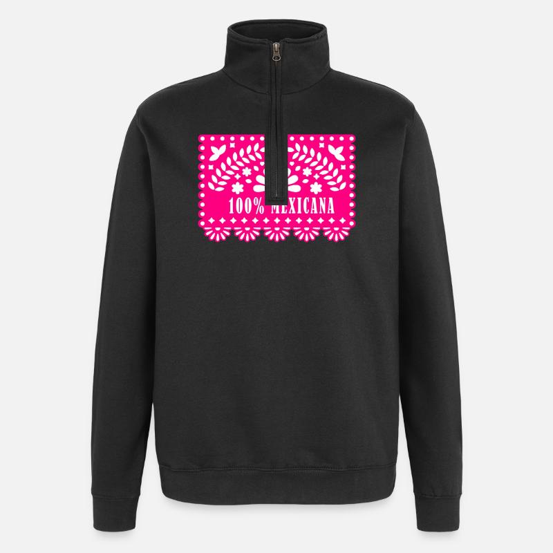 100 MEXIKANER - Quarter-Zip-Sweatshirt - Schwarz
