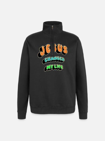 Jesus changed my life - Quarter-Zip Sweatshirt - black