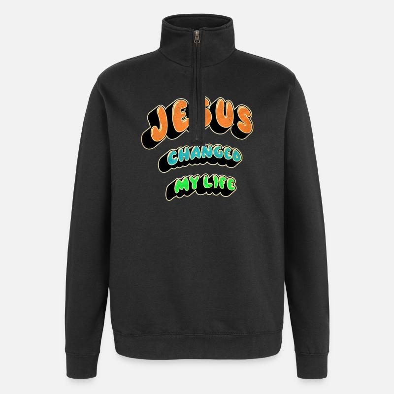 Jesus changed my life - Quarter-Zip Sweatshirt - black
