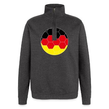 Deutschland Fußball Hexagon - Quarter-Zip-Sweatshirt - Anthrazit - Vorne - AI Model Female 172 light (172cm) & AI Model Male 178 dark (178cm)