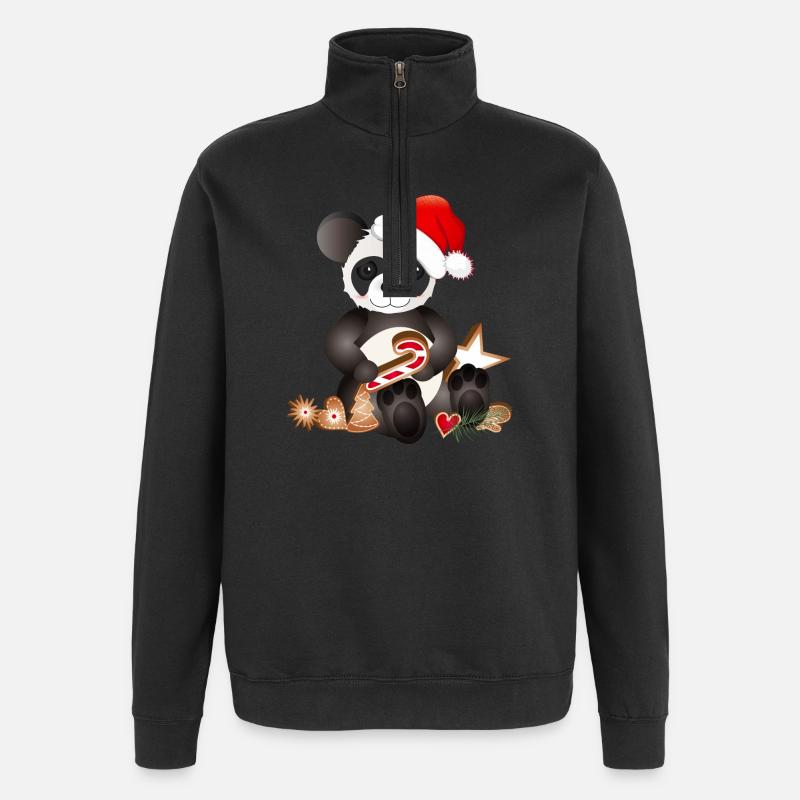 petit panda sucré pour Noël - Sweat à zip 1/4 - noir