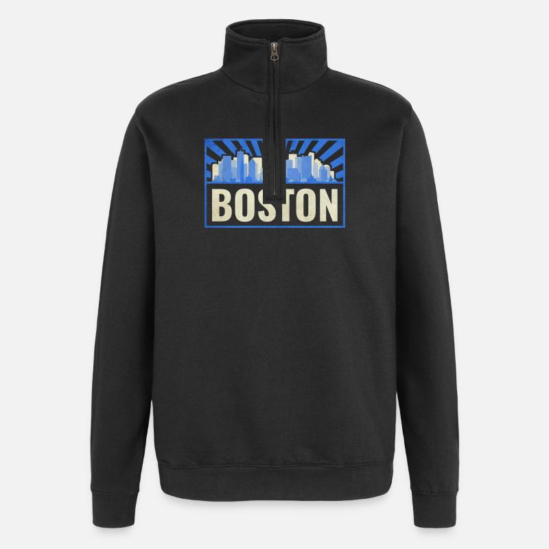 Boston États-Unis - Sweat à zip 1/4 - noir