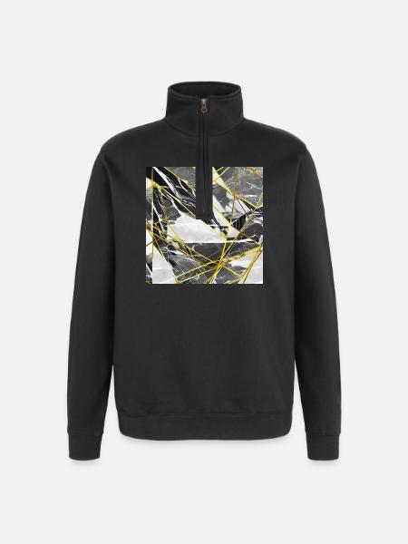 Marble Black Gold Geometric texture - Quarter-Zip Sweatshirt - black