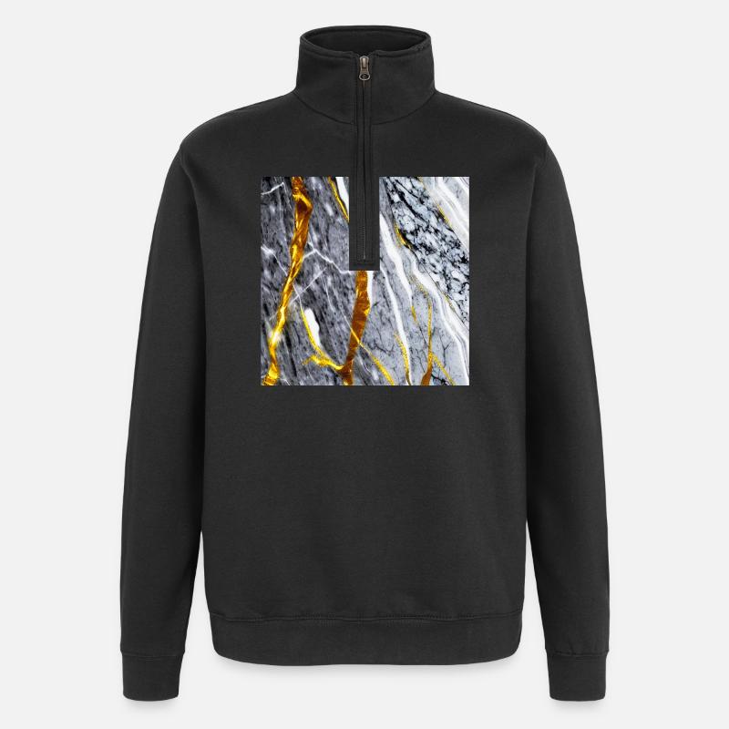 Marmor Gold Textur - Quarter-Zip-Sweatshirt - Schwarz