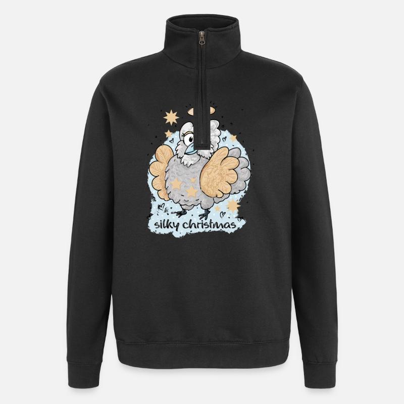 Noël soyeux - Sweat à zip 1/4 - noir