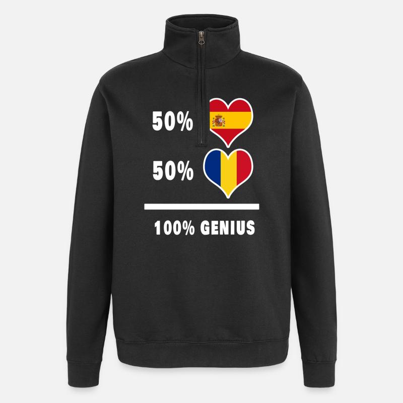 Romania and Spain genius / gift - Quarter-Zip Sweatshirt - black