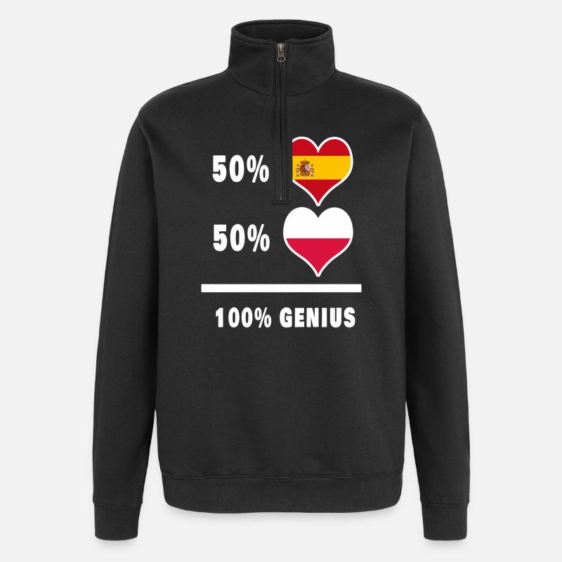 Poland and Spain genius / gift - Quarter-Zip Sweatshirt - black