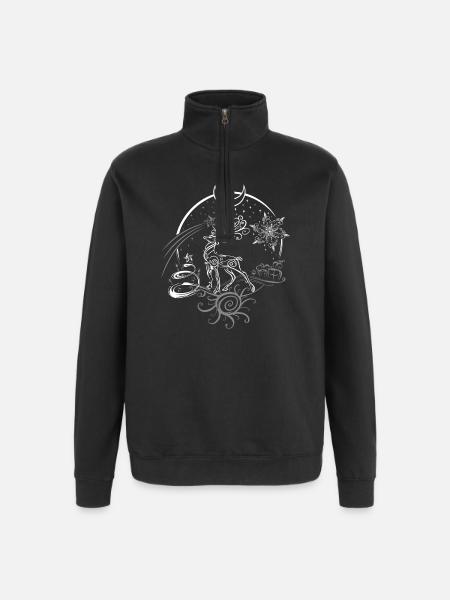 Deer Antler Christmas Yule Night - Quarter-Zip Sweatshirt - black