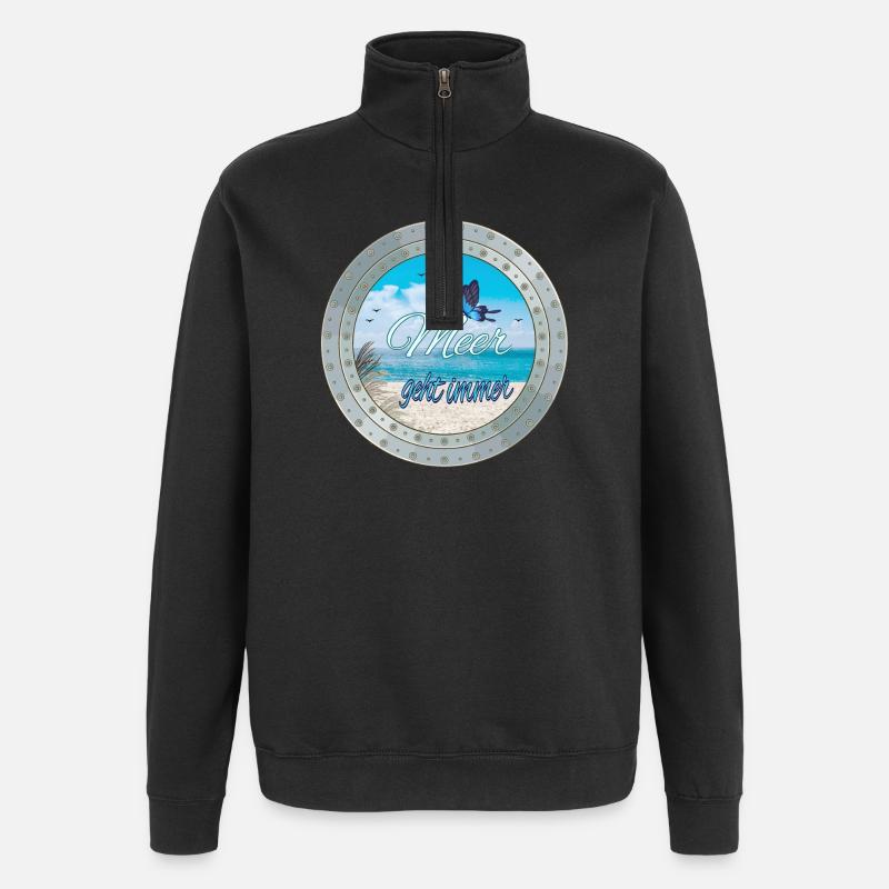 Meer geht immer – Strandlook - Quarter-Zip-Sweatshirt - Schwarz
