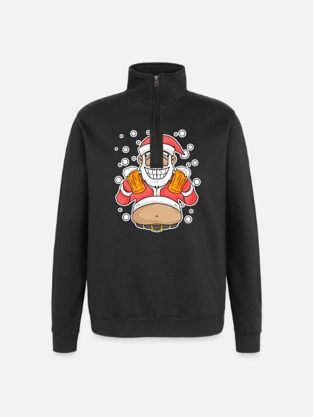 Softened Beer Santa Claus - Quarter-Zip Sweatshirt - black