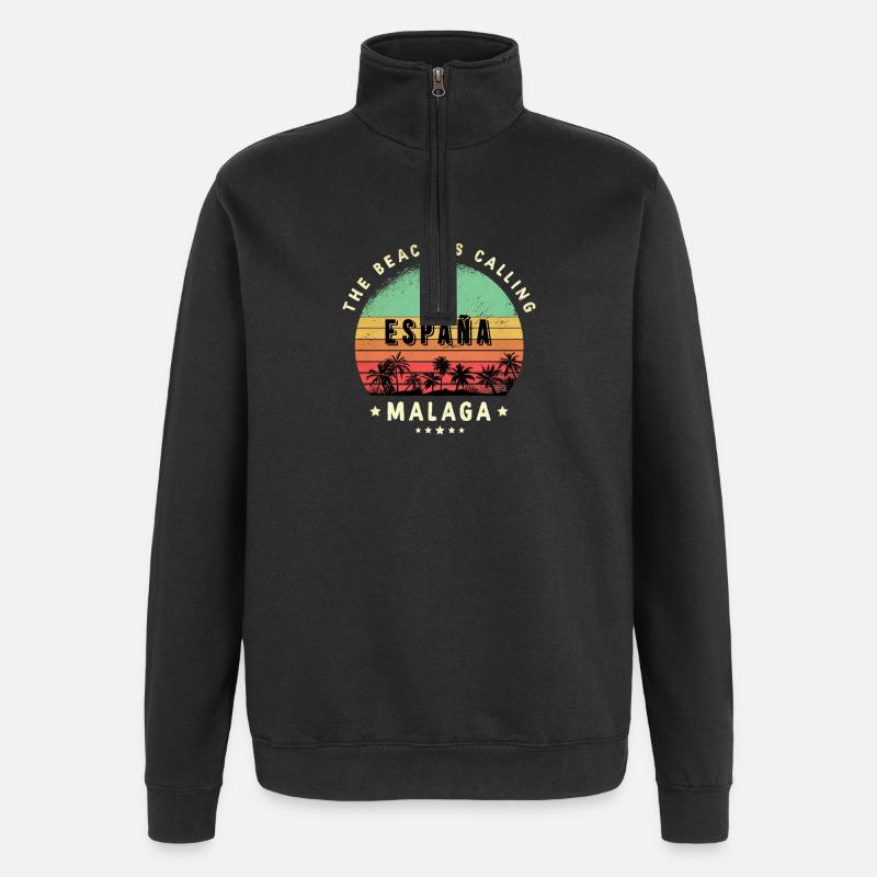 Malaga Spain beach design - Quarter-Zip Sweatshirt - black