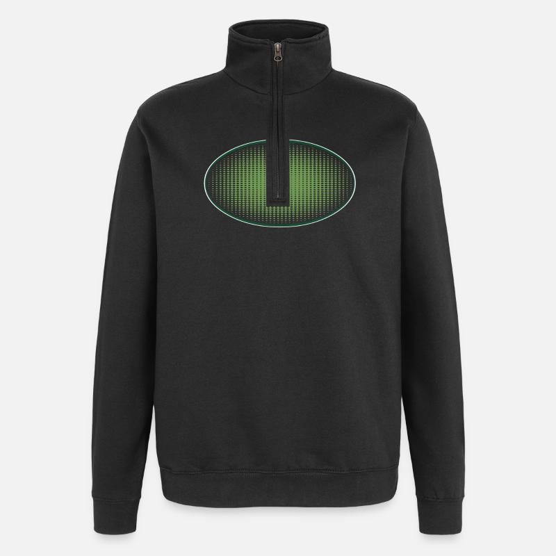 Oval green dots, with frame - Quarter-Zip Sweatshirt - black