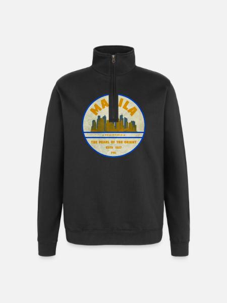 Manila Skyline – Perle des Orients - Quarter-Zip-Sweatshirt - Schwarz