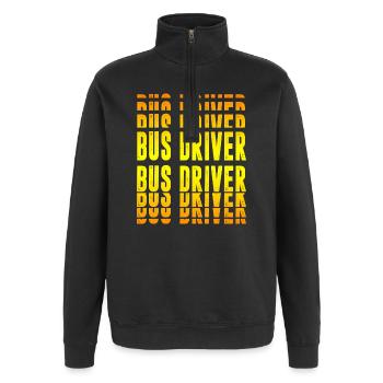 Bus driver design - Quarter-Zip Sweatshirt - black - Front - AI Model Female 172 light (172cm) & AI Model Male 178 dark (178cm)