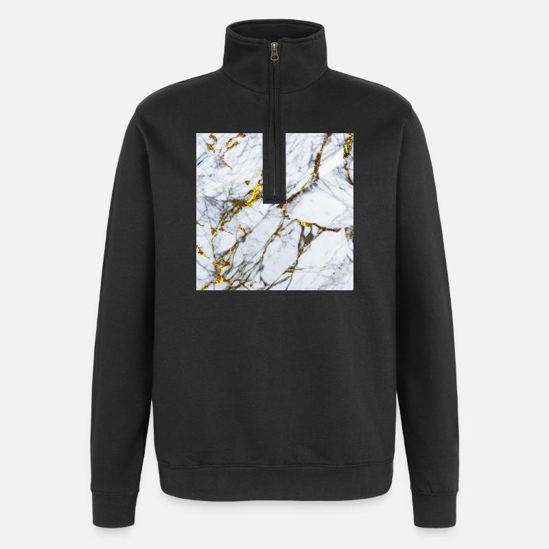 Marble White Gold Texture - Quarter-Zip Sweatshirt - black