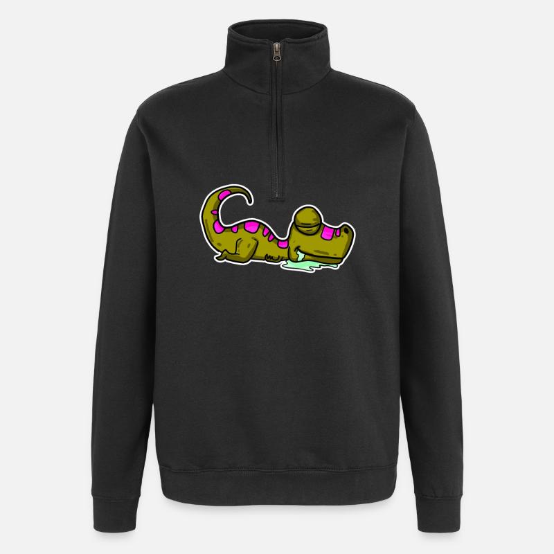 Dino endormi - Sweat à zip 1/4 - noir