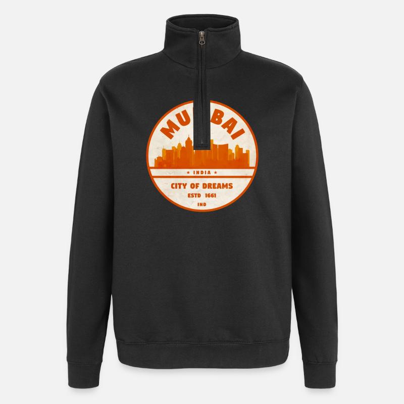 Mumbai India Skyline - Quarter-Zip Sweatshirt - black