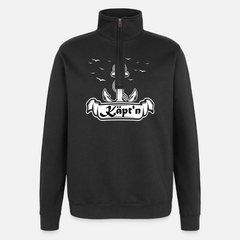 Käpt'n Anker Seefahrt Logo - Quarter-Zip-Sweatshirt - Schwarz