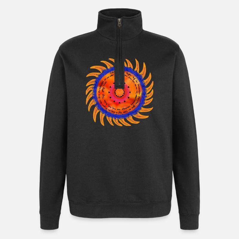 Police noire Sunshine Mandala - Sweat à zip 1/4 - noir
