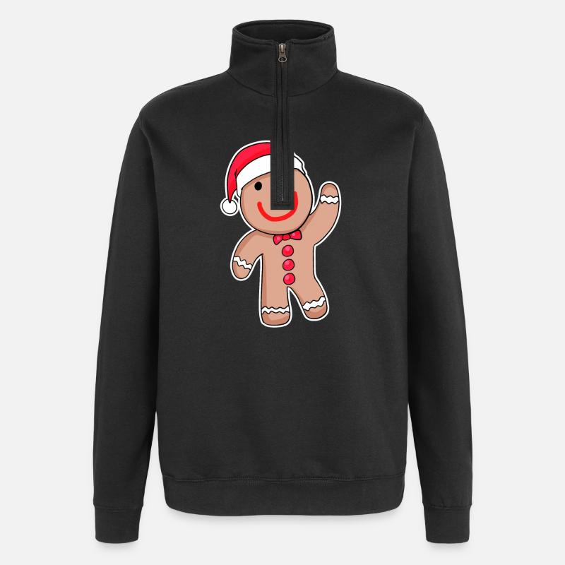 Sweet gingerbread - Quarter-Zip Sweatshirt - black