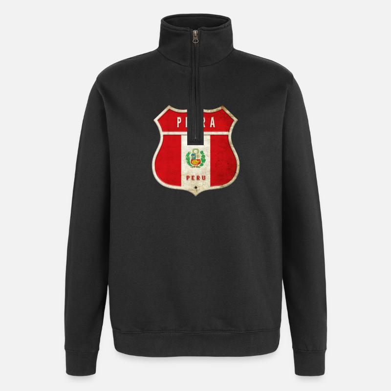 Drapeaux de Piura Pérou - Sweat à zip 1/4 - noir