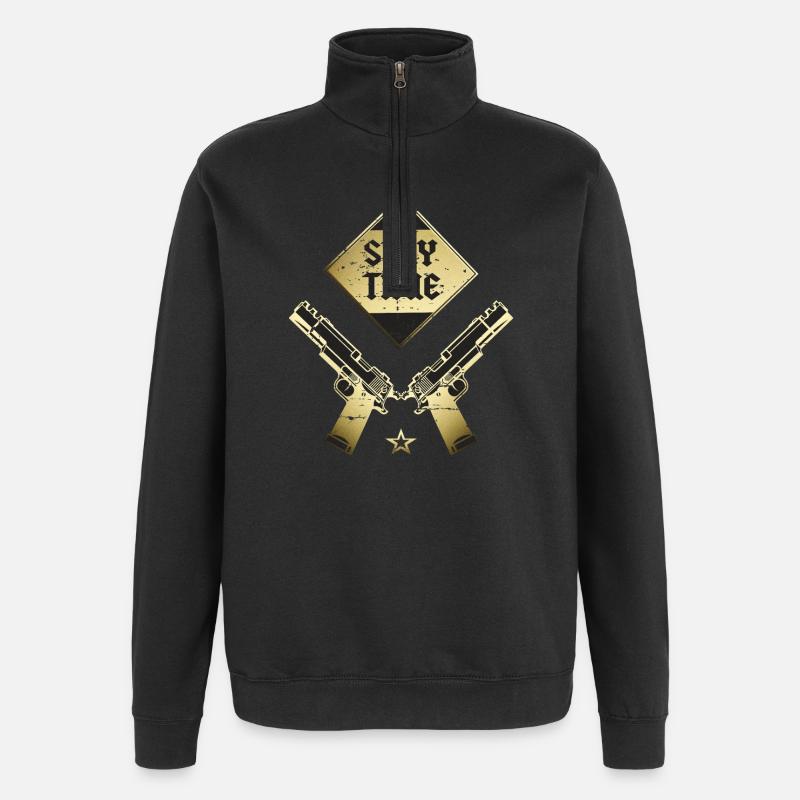 Bleib dir Treu - Quarter-Zip-Sweatshirt - Schwarz