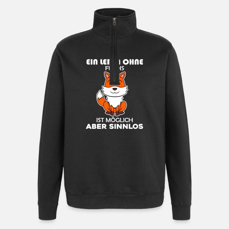 Fuchs Tier Wald Wildtier - Quarter-Zip-Sweatshirt - Schwarz