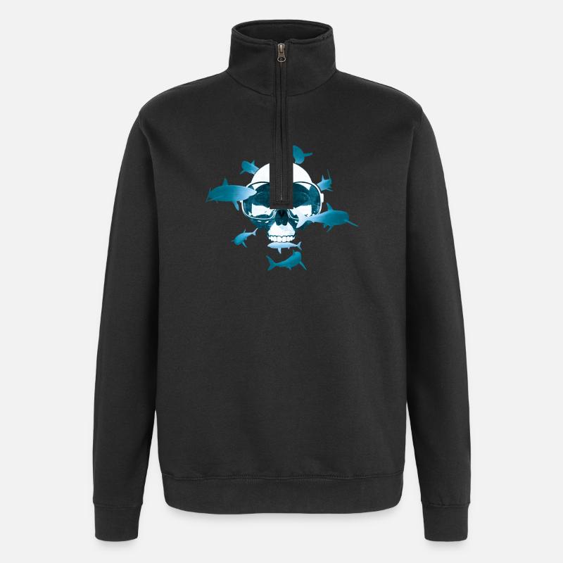 Schädel & Tauchen - Quarter-Zip-Sweatshirt - Schwarz