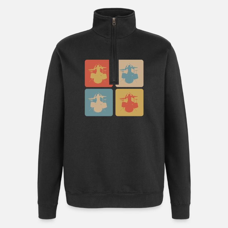 design du tambour - Sweat à zip 1/4 - noir