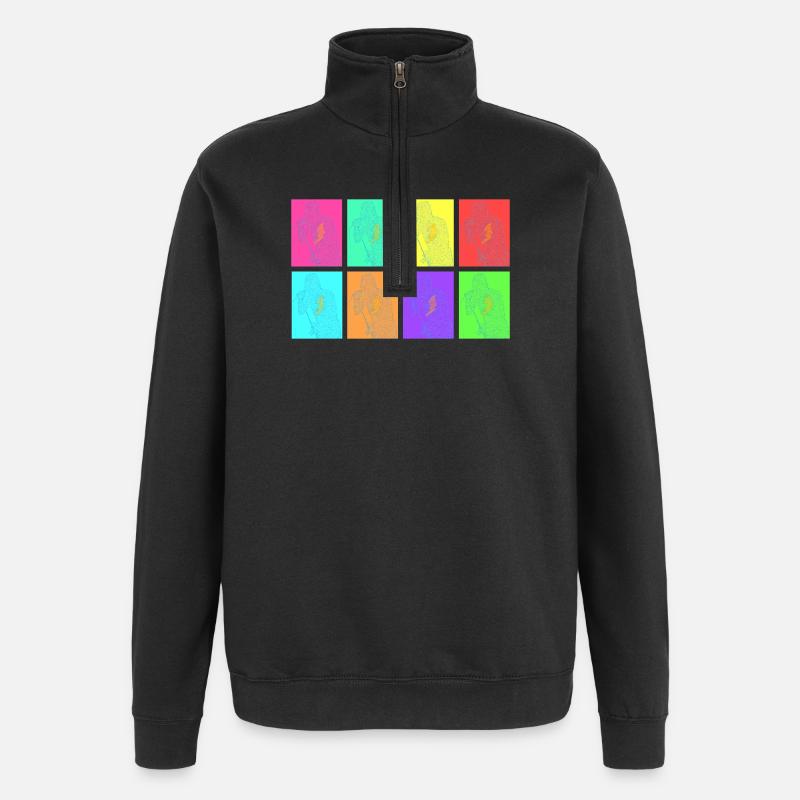 Rocksänger in der Pop Art - Quarter-Zip-Sweatshirt - Schwarz