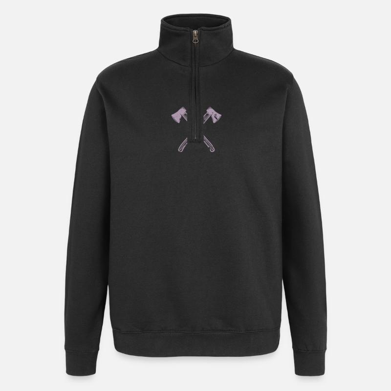 Axt gekreuzte Äxte - Quarter-Zip-Sweatshirt - Schwarz