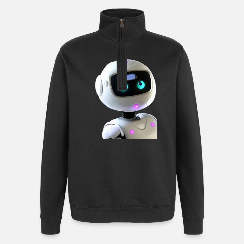 Futuristic Humanoid Robot - Quarter-Zip Sweatshirt - black