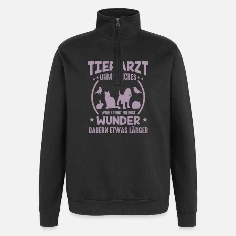 Tierarzt Sprüche Unmögliches - Quarter-Zip-Sweatshirt - Schwarz